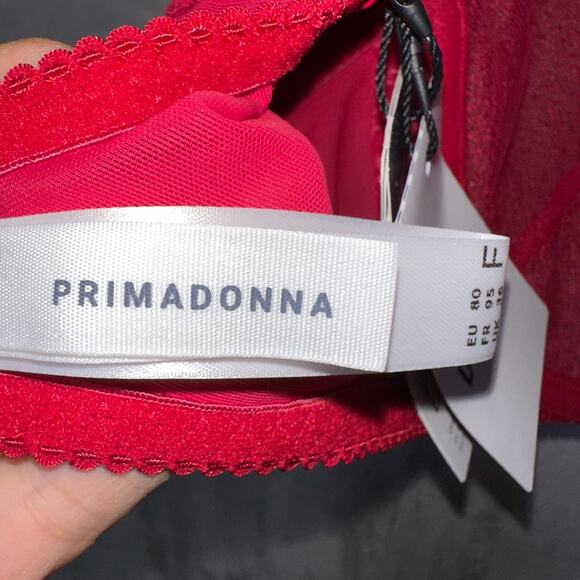 Prima Donna Bra 36F Red Vya Full Cup Strawberry Kiss Underwire Lace NWT! - Picture 7 of 10
